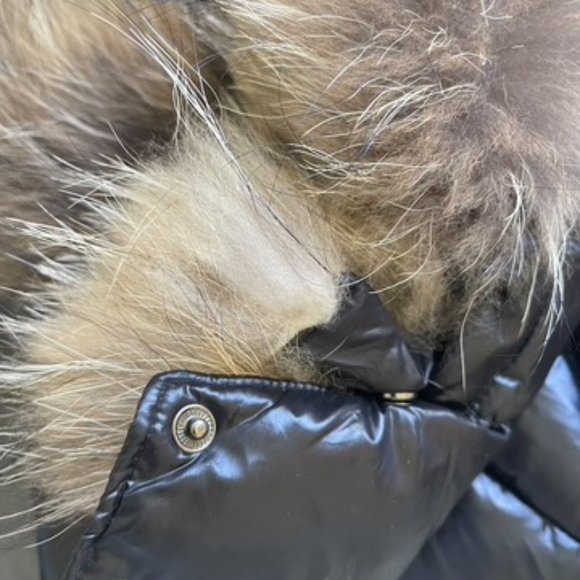 Parka Winter Fur Feather Jacket Hooded Slim White Duck Down Short Parkas Sz 2 - Picture 9 of 11